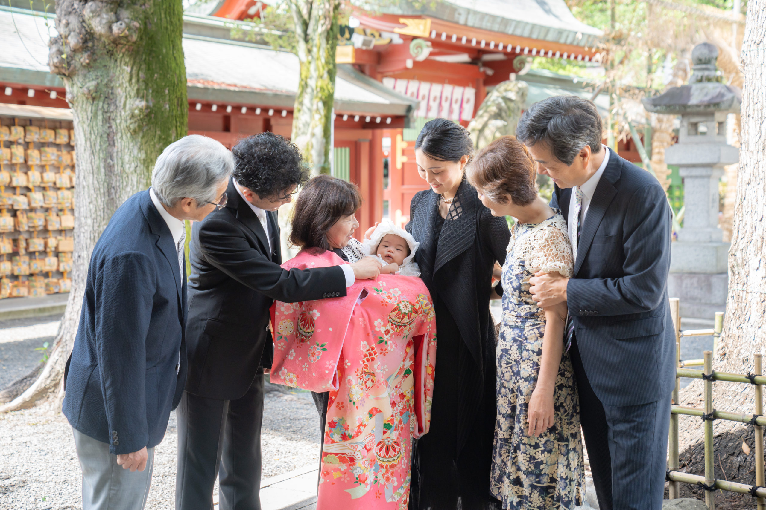 ②お宮参り 男の子 正絹 羽織 お宮参りフードセット 双子 有り難う